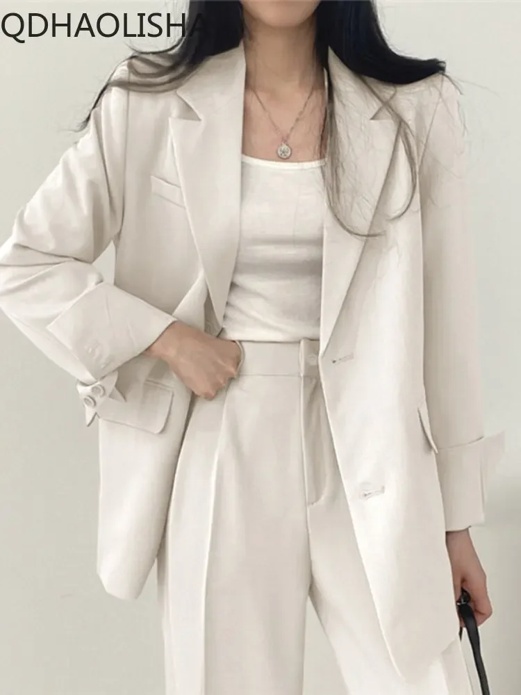 Blazer feminino fino monocromático, jaqueta de viajante temperamentado, casacos da primavera, vestuário da moda coreana, tops femininos, senhora do