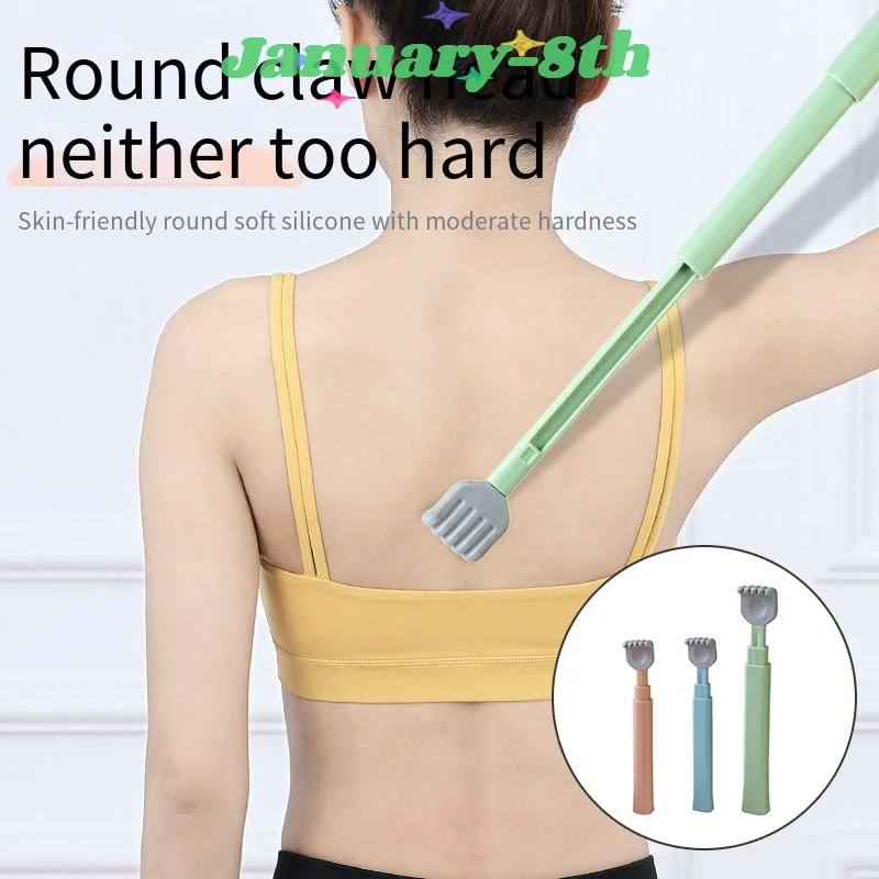 

Soft Silicone Head Back Scratcher Telescopic Back Itching Relief Massager Portable For Old Man Household Manual Massager