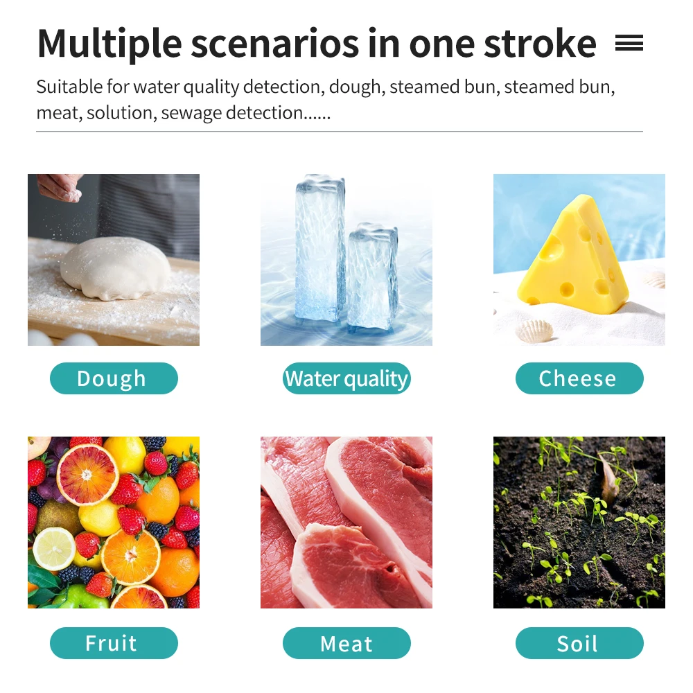 New Digital 3 In 1 Soil PH Tester Professional PH Meter PH EC Temperature Detector PH&EC Detector for Meat Cheese Dough Water
