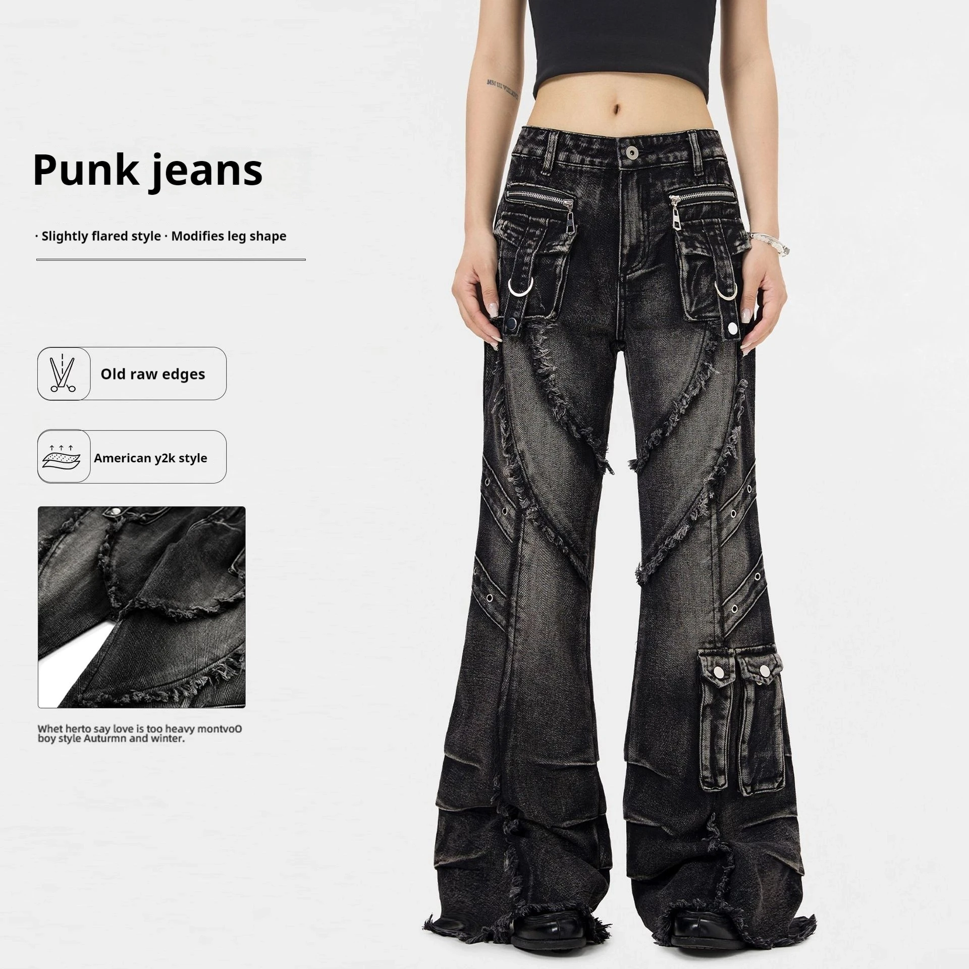 

American Punk Y2K Style Slightly Flare Jeans Men Women Trendy Brand Niche Design Heavy Industry Pants Vintage Streetwear