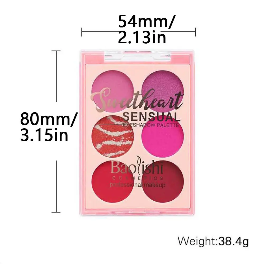 Tragbare bunte 6 Farben matte Lidschatten schweiß fest wasserdicht rauchig Lidschatten Palette schillernden langlebigen Make-up-Tool