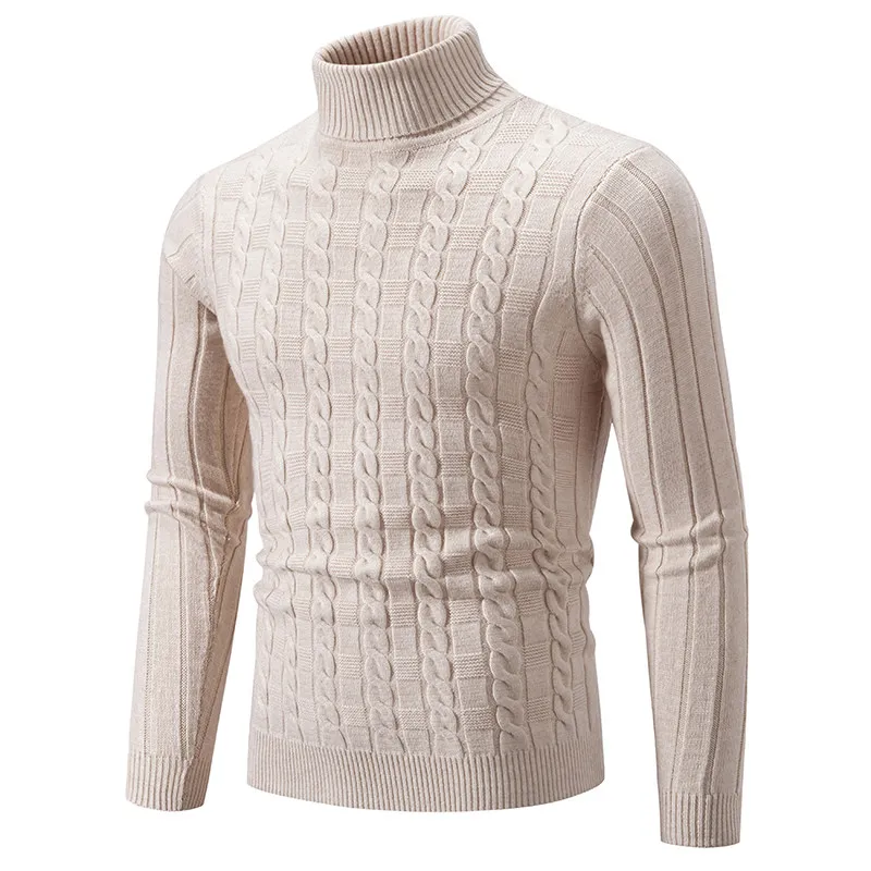 

Men's Knitted Sweater Large Size Casual Sle Polyester Fiber Warmth Comfortable Fit Overhead Long Sve High Collar Design