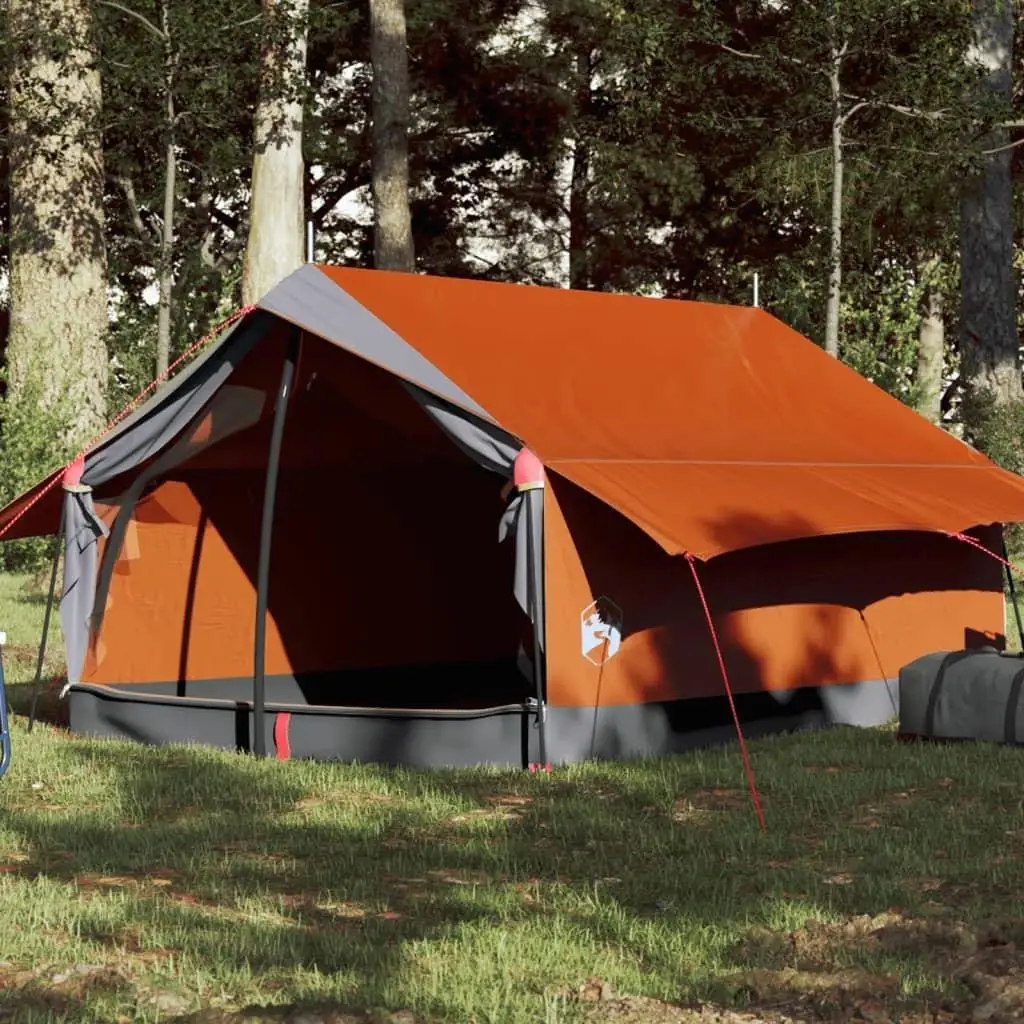 Waterproof 2-Person Camping Tent in Grey and Orange - Lightweight & Durable Outdoor Shelter