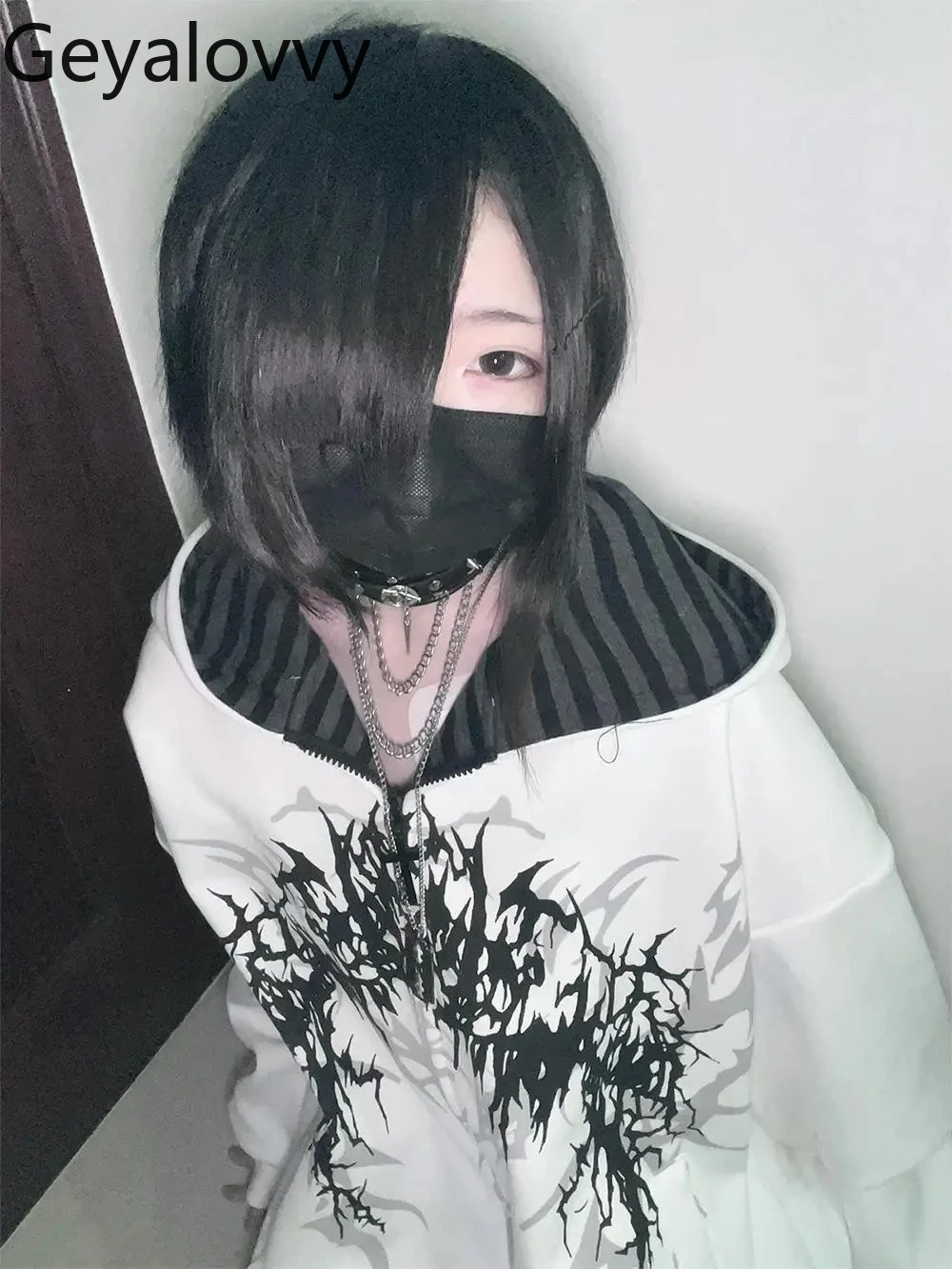 

Оригинальная субкультура, темная готическая толстовка с капюшоном, свободный принт, мужские и женские повседневные универсальные толстовки на молнии, куртка, кавайная одежда