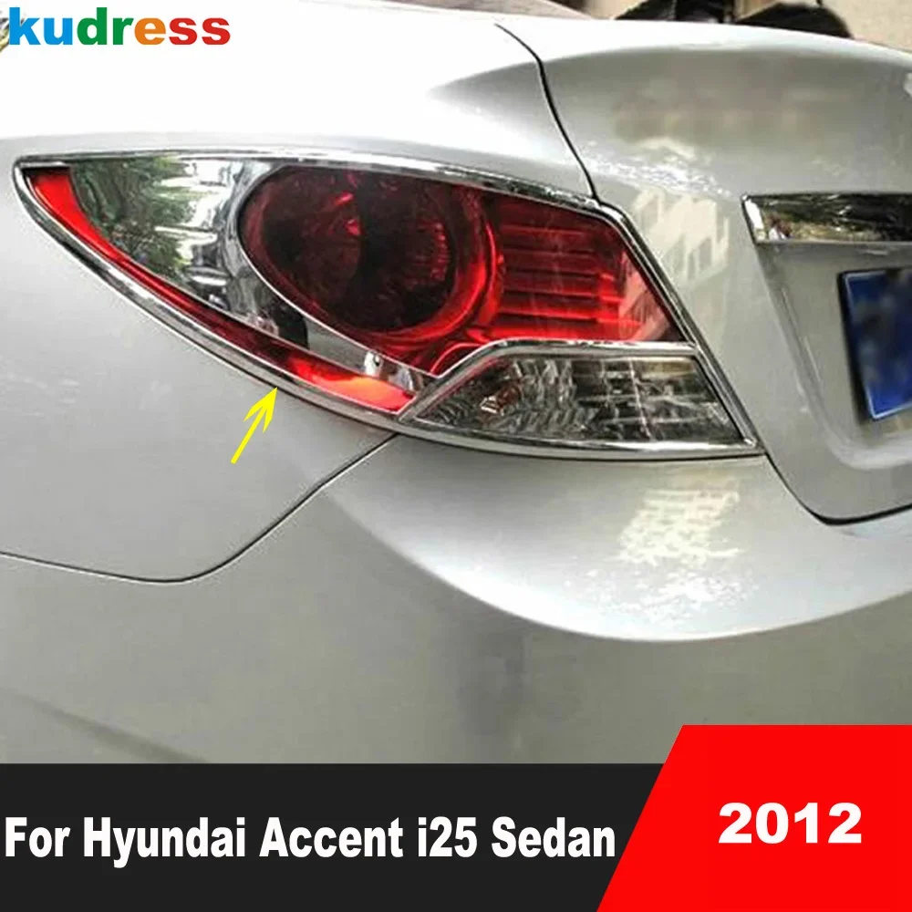 

For Hyundai Accent i25 2012 Sedan Chrome Car Rear Tail Light Lamp Cover Trim Taillight Taillamp Frame Trims Exterior Accessories