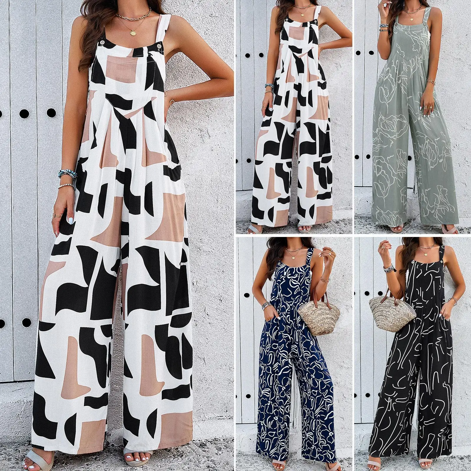 

Свободный женский костюм с цветочным принтом для весны и лета: удобный, дышащий, из хлопка, для повседневной носки