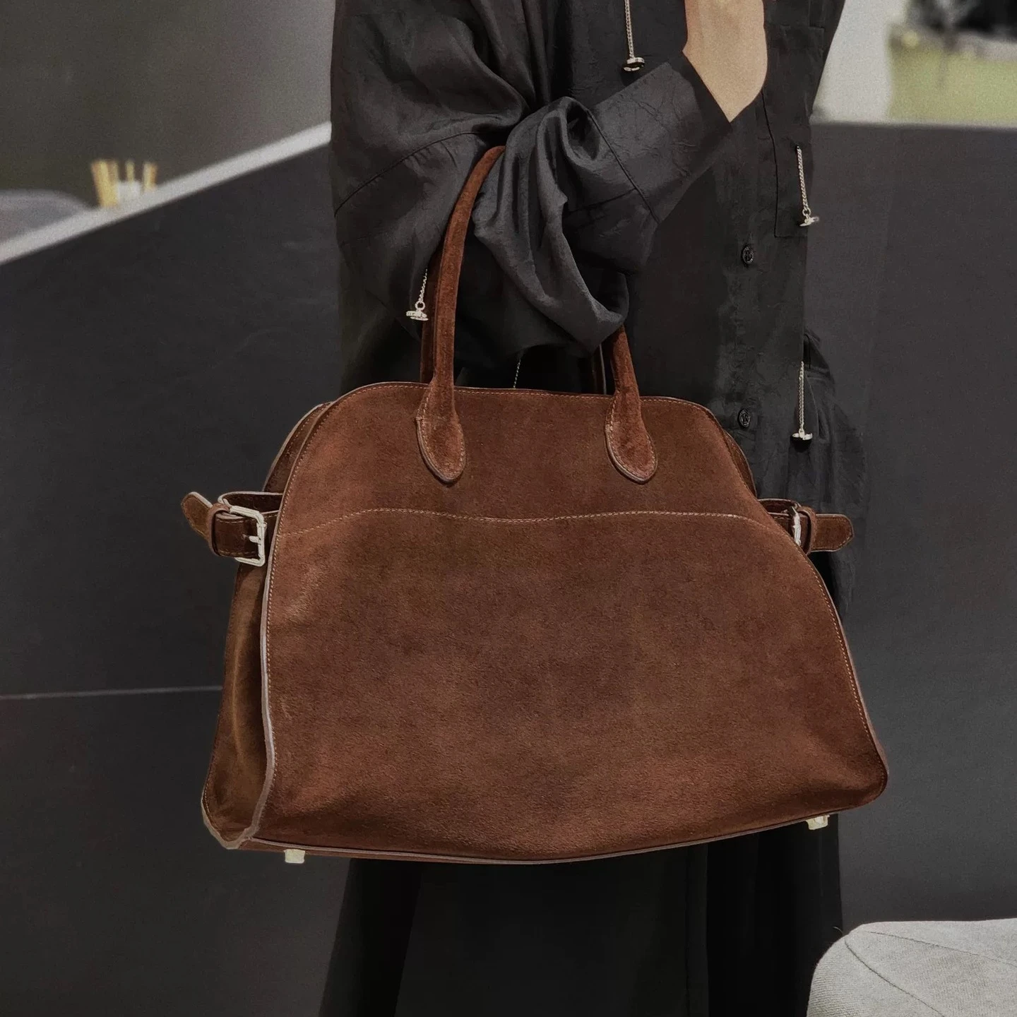 Suede Tote Bags Women Fall Winter Luxury Handbags Retro Soft Matte Cow Leather Crossbody Shoulder Bags Designer Big Capacity