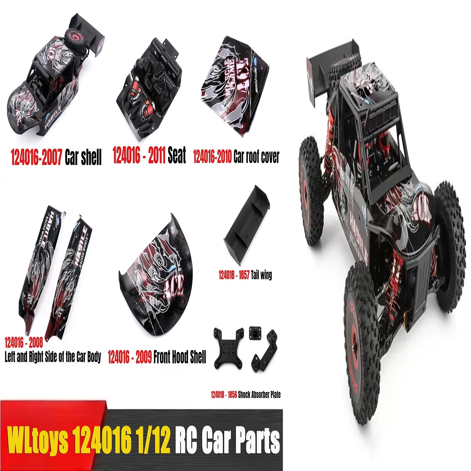 WLtoys 124016 1/12 RC Car Parts Outer Shell Rear Seat of Cab Headstock Chair 124016- 2007 / 2008 / 2009 / 2010 / 2011 / 2012