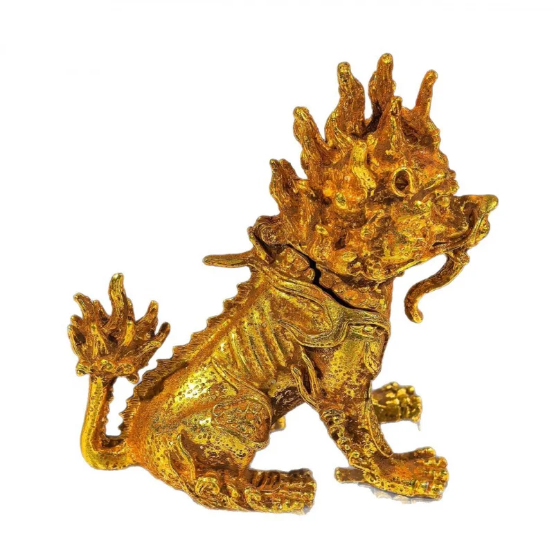 Bronze Sitting Pixiu Single Horn Fire Pixiu Brass Pixiu Home Office Desktop Decoration Craft Creative Gift