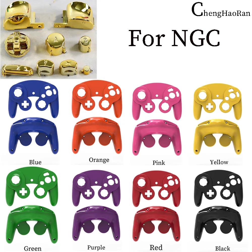 

ChengHaoRan 1PC For Gamecube NGC Controller Case Replacement Parts Electroplated Gold Buttons Upper And Lower Covers