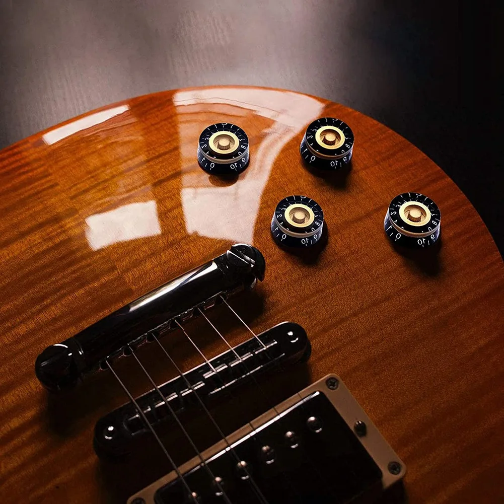 4 Uds perillas de Control de velocidad de tono de volumen para piezas de guitarra eléctrica de bajo estilo Les Paul LP, dorado transparente