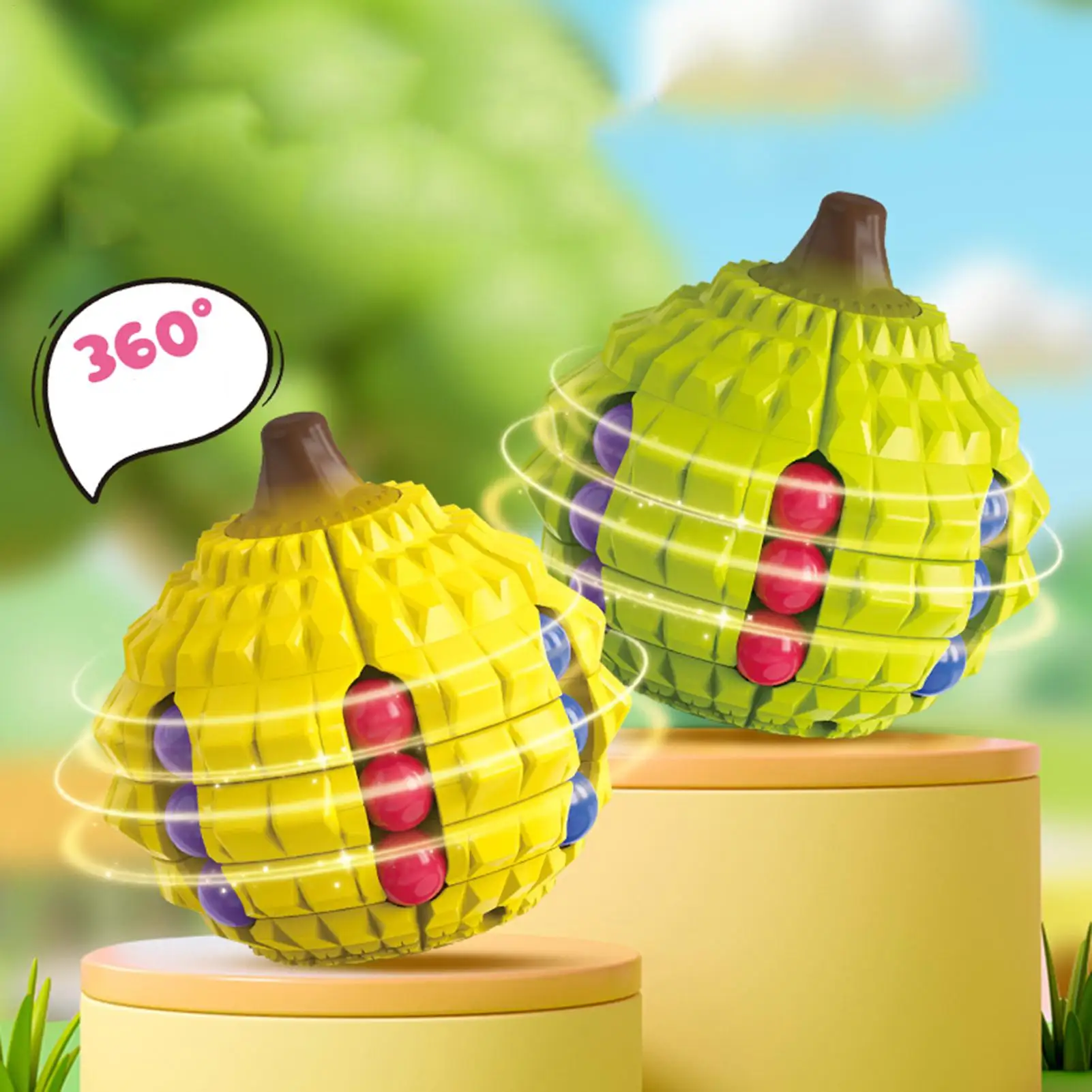 Fidget Puzzle Adults Durian Shape Rotating Bean Cube Game Entertainment Calming Gadget For Child Youth Men Women Family