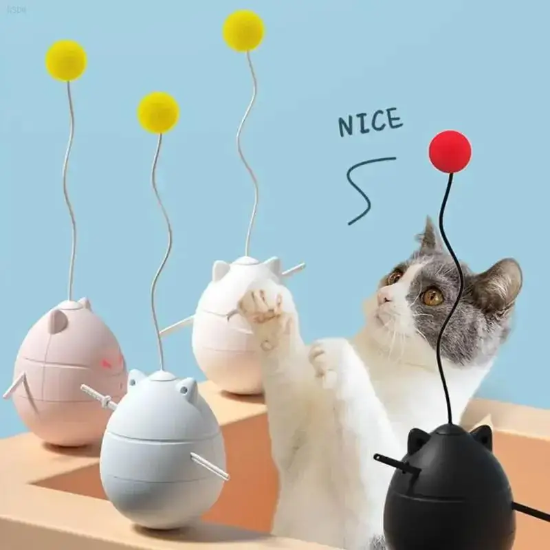 Automatic Toys Moving Ball Smart Teaser Battery Operated Kitten Toy with Plush Ball for Home Indoor Pet Gifts