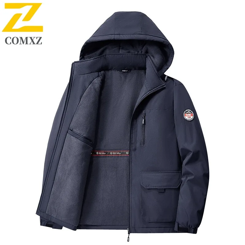 CoMXZ Homens Parker Casaco Clássico Leve Quente Grosso Com Capuz Caminhadas Aventura Esqui Acolchoamento de Inverno Solto Jaquetas Acolchoadas de Algodão