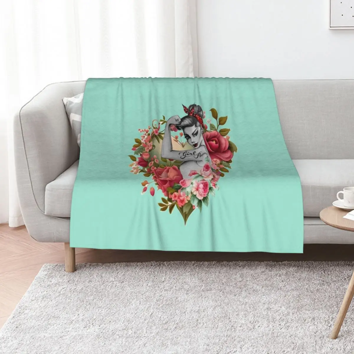 Girl Power by Anne Cha Modern Rosie the Riveter Throw Blanket Soft Cozy Blanket for Pet Kids Adults
