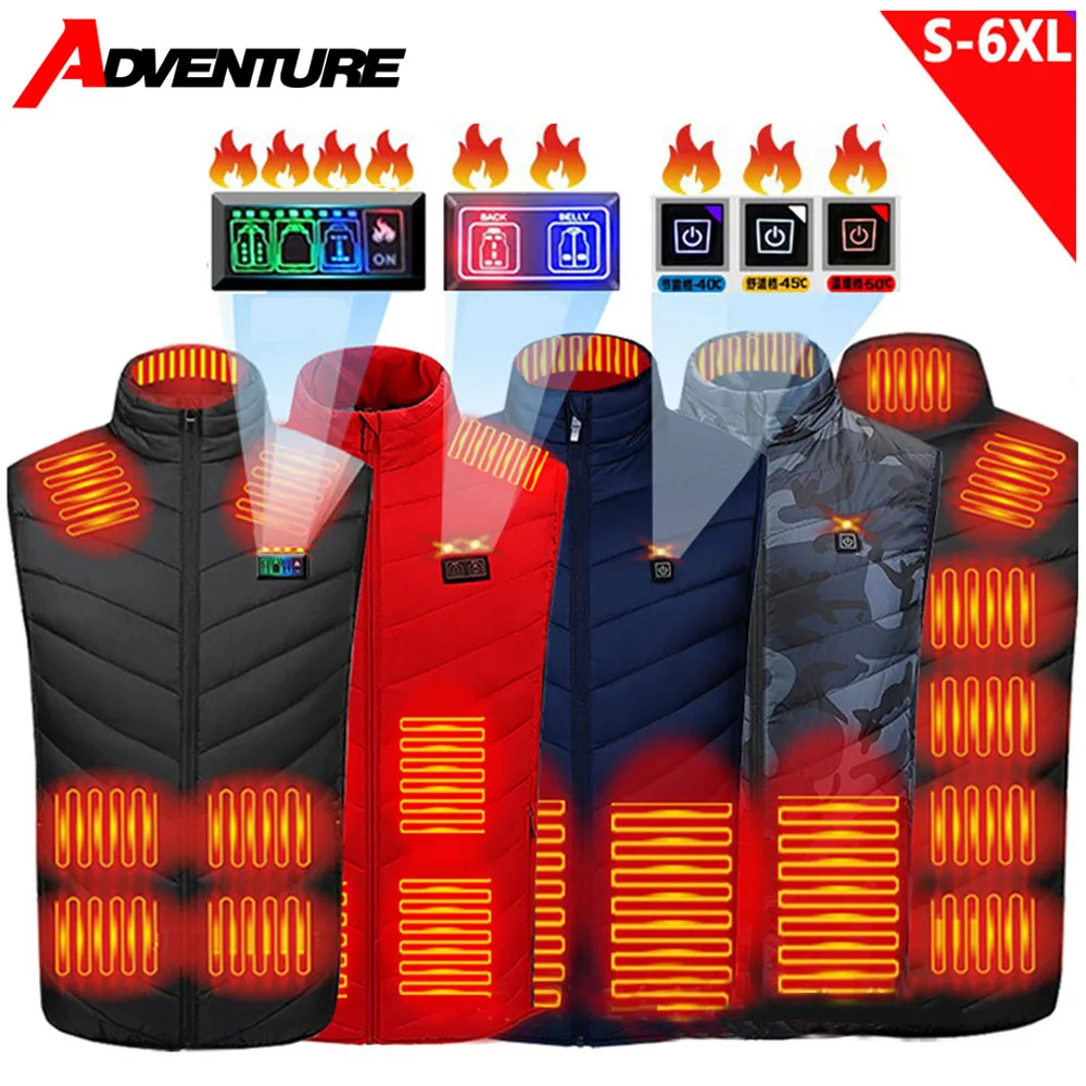 

Heated Vest Men Winter Heating Jacket Hunting Ski Heating Vest Motorcycle Jacket Anti-freeze USB Powered Heated Clothing S-6XL