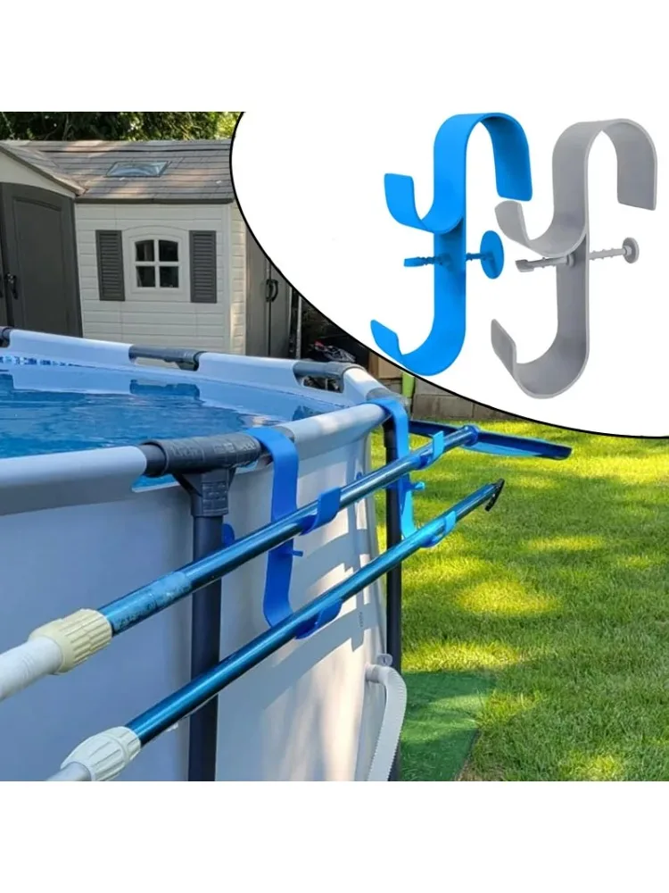 Pool-Laubkescher-Halterung für den Poolrand, verstellbare Teleskop-Schwimmstangenhaken für Aufstellpools, Zubehör