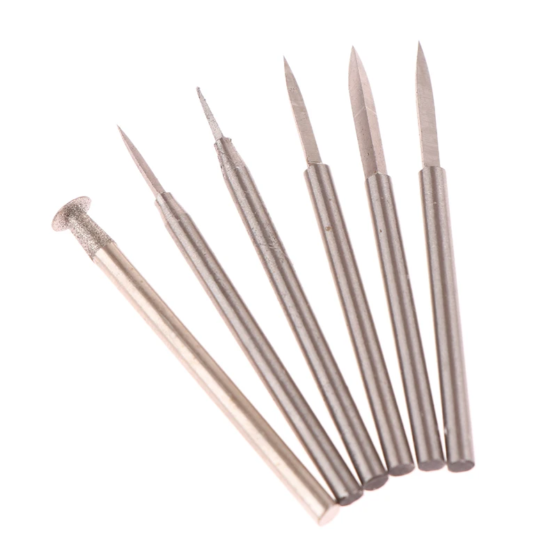 6 PC เหล็กทังสเตนแกะสลักชุดมีดแกะสลักดาบรูป 1/8 นิ้ว OLIVE Amber End Mill Router บิตเครื่องตัดไม้