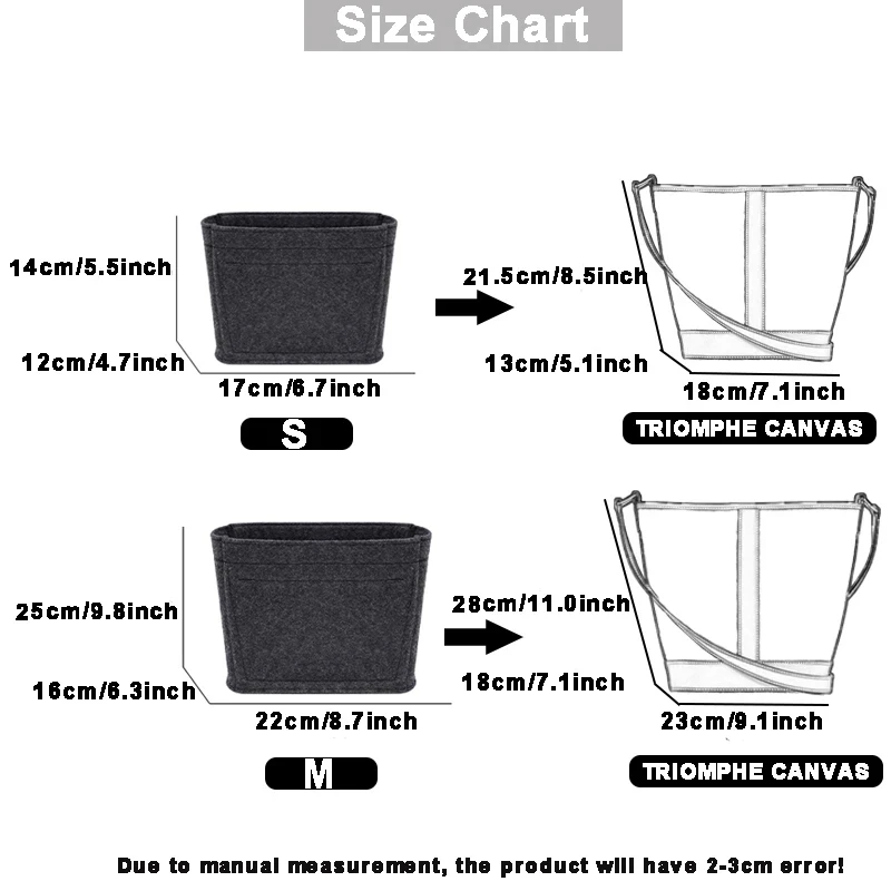 Felt Bag Organizer Inner Liner Pocket DIY Upgrade Accessories For CELINE Triomphe Bucket Handbag Space Renovation Insert Lining