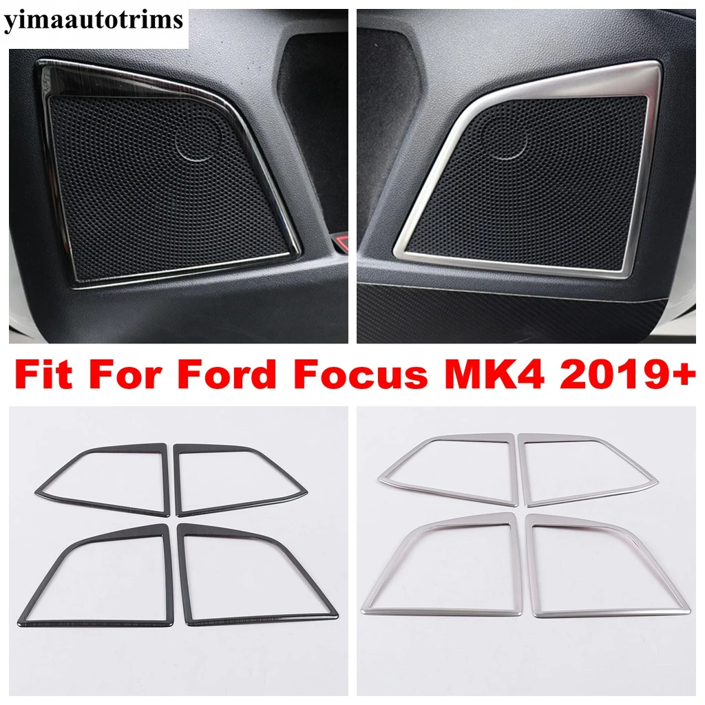 

For Ford Focus MK4 2019 - 2022 Car Interior Door Horn Stereo Speaker Audio Frame Decor Cover Trim Stainless Steel Accessories