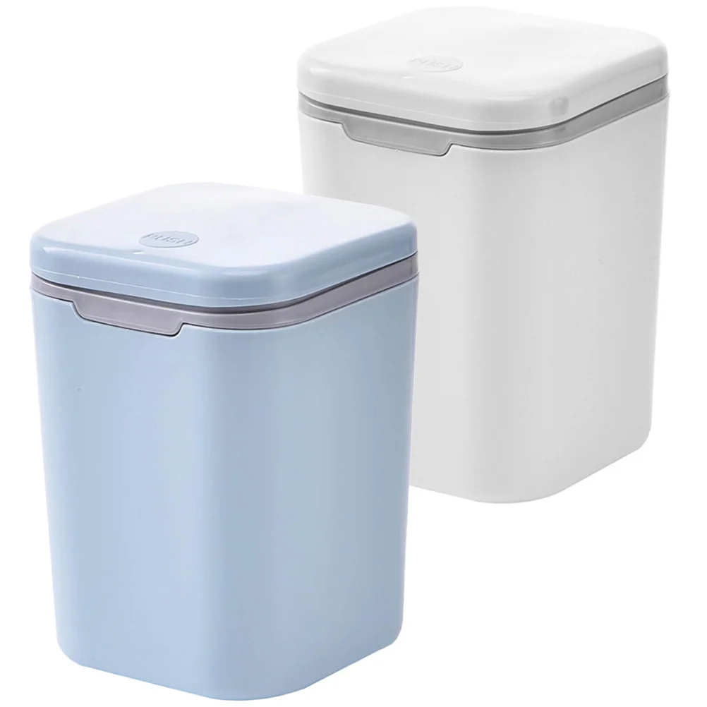 

2 Pcs Small Countertop Garbage Bin Mini Trash Can Miniature Rubbish Bins Office