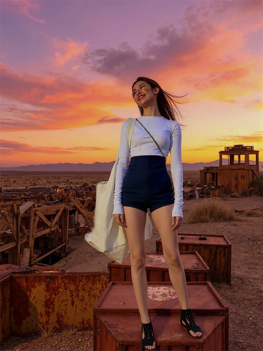 กางเกงขาสั้นเอวสูงทรงหลวม ดีไซน์หรูหรา เสื้อผ้าผู้หญิงสำหรับฤดูร้อน ลายปะติดสไตล์ Boyfriend เหมาะสำหรับใส่ไปเที่ยวทะเล วันหยุด ดูอ่อนเยาว์ ทันสมัย