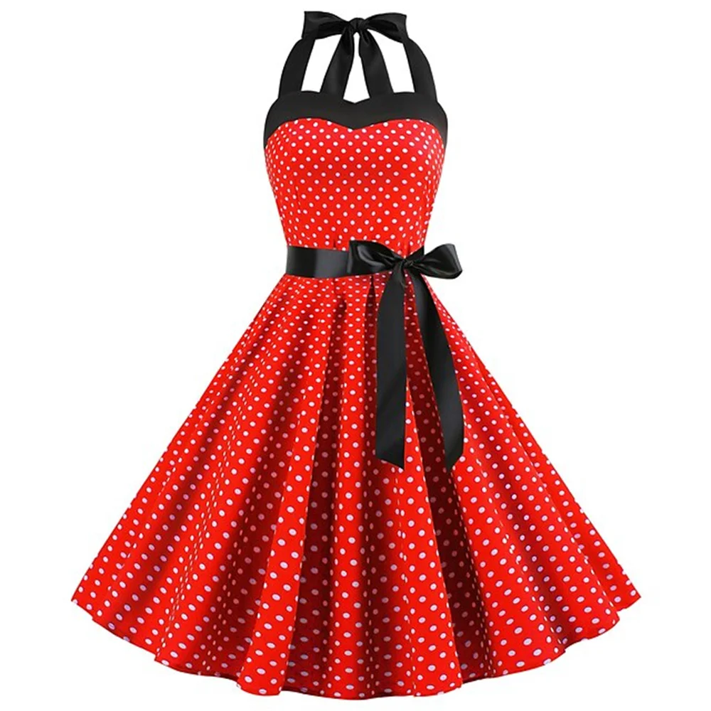 Retro 1950s Swing Dress Accesories Set Flare Dress  Earrings Audrey Hepburn Women's Buckle Dress Club Dress