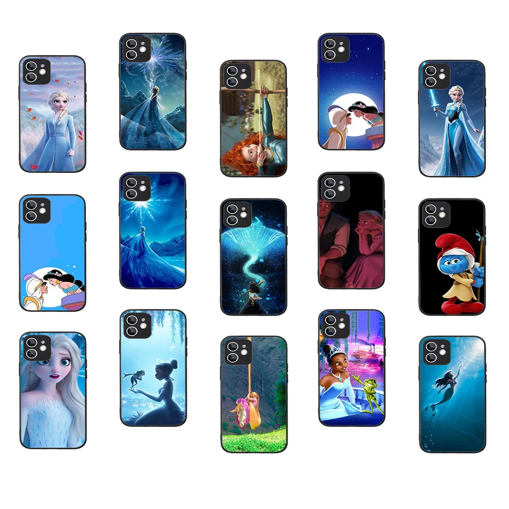 WRB-7 Disney Princess Black Flexible TPU Case For Moto G9 10 20 22 30 31 40 41 42 50 51 52 60 71 100 Plus Power