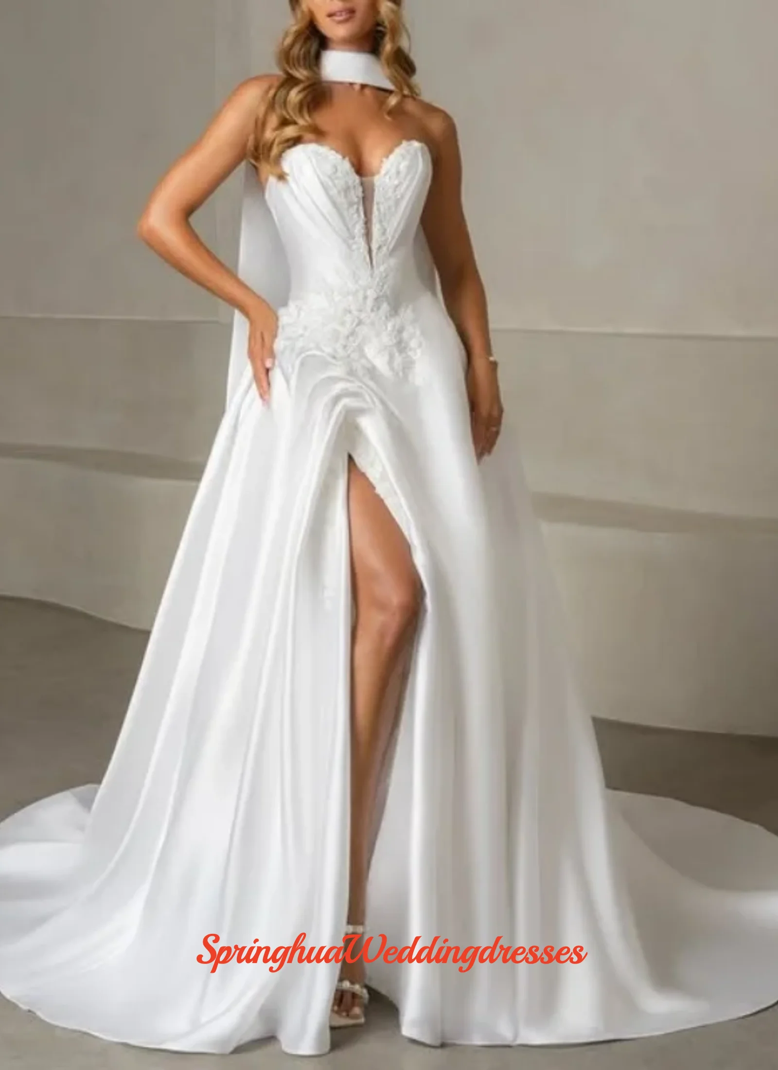 

Индивидуальные свадебные платья А-силуэта в стиле принцесса, бохо, с вырезом «сердечко» и боковым разрезом, бальные свадебные платья для женщин 2026 Vestidos De Novia