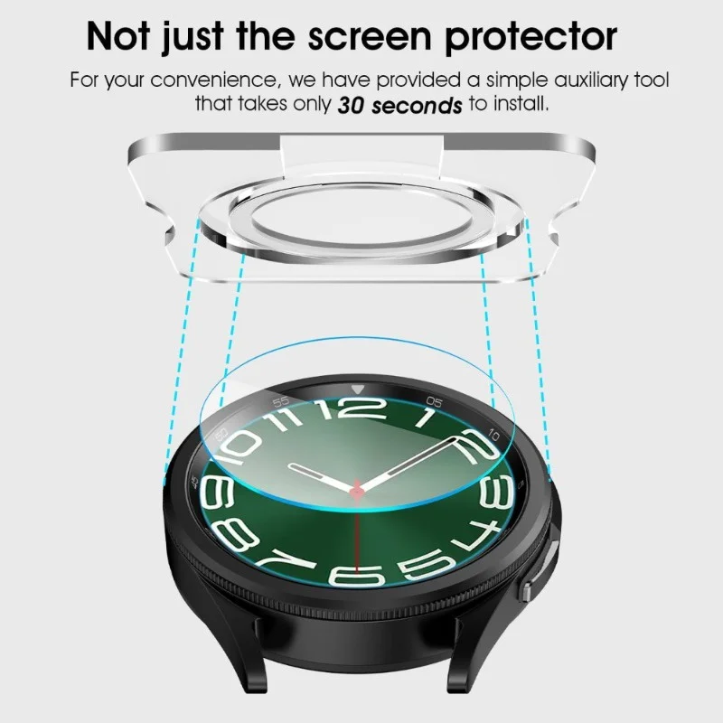 3Pcs Tempered Glass For Samsung Galaxy Watch 6 Classic 5 Pro 4 40mm 44mm 43mm 47mm Screen Protector With Tool Easy Install Kit