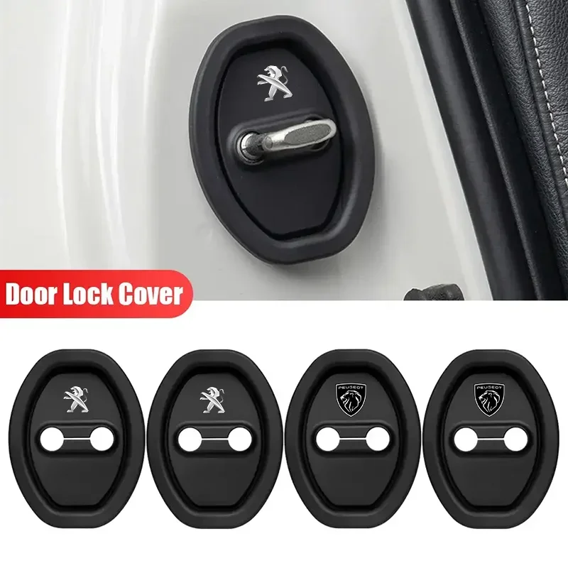 

4Pcs Silicone Car Door Lock Cover Protective Decoration Case For Peugeot 408 4008 308 3008 Rifter 5008 508 2008 208 301 407