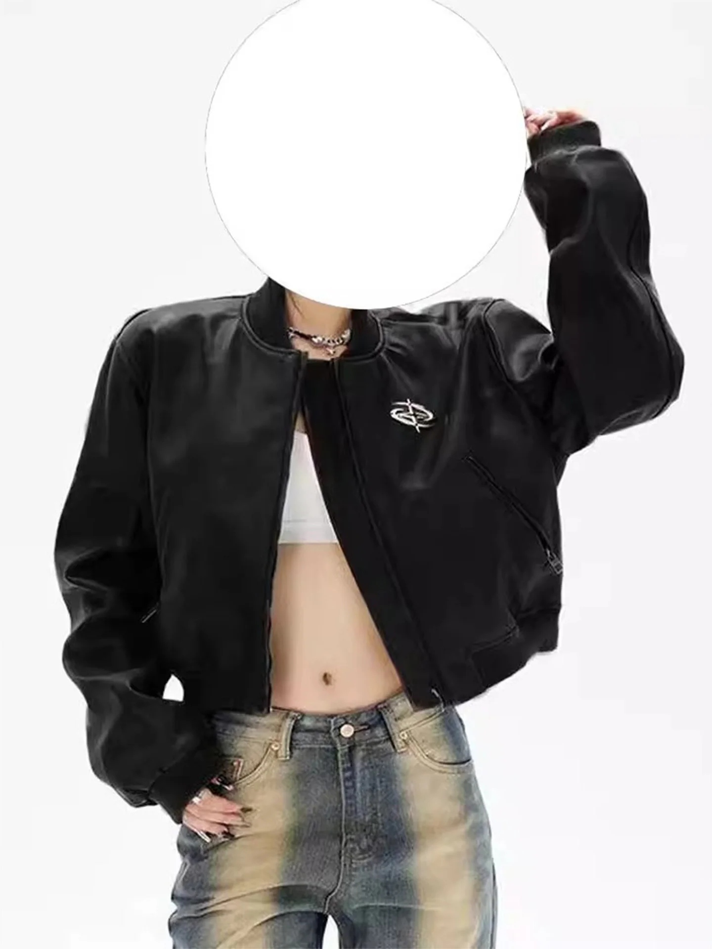 American sle ort beisebol jaet feminino início do outono novo retro high-end casaco de couro do plutônio suporte superior ajuste commute sle