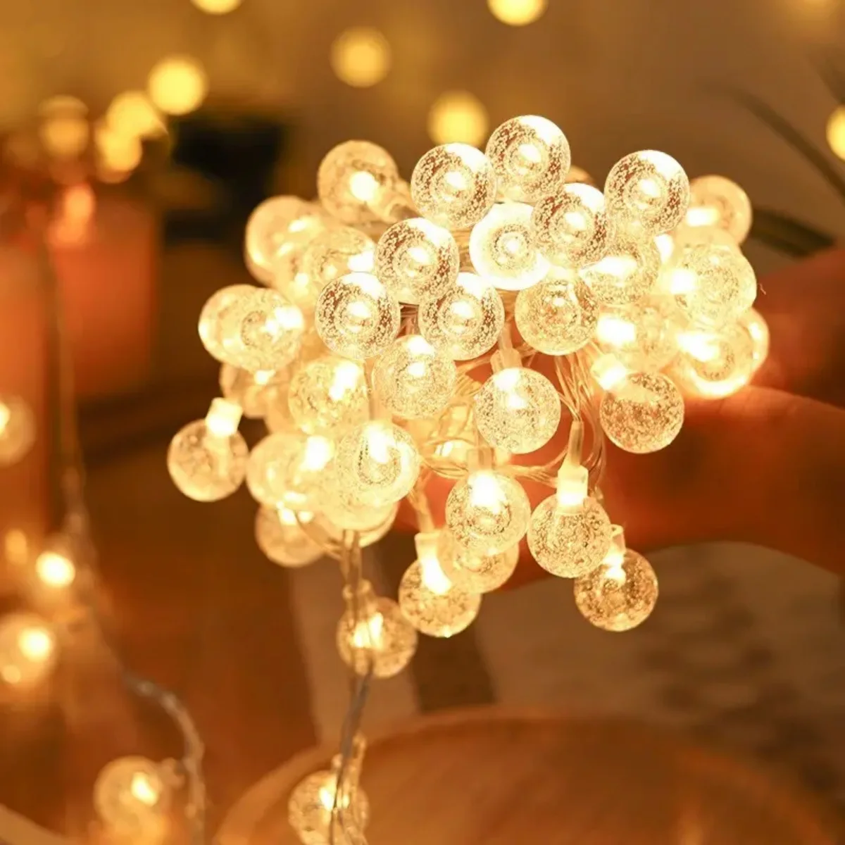 1pc 10/20/30/40LED Bubble Ball String Lights Atmosphere Fairy Light Battery Powered Suitable For Camping Party Courtyard Garden