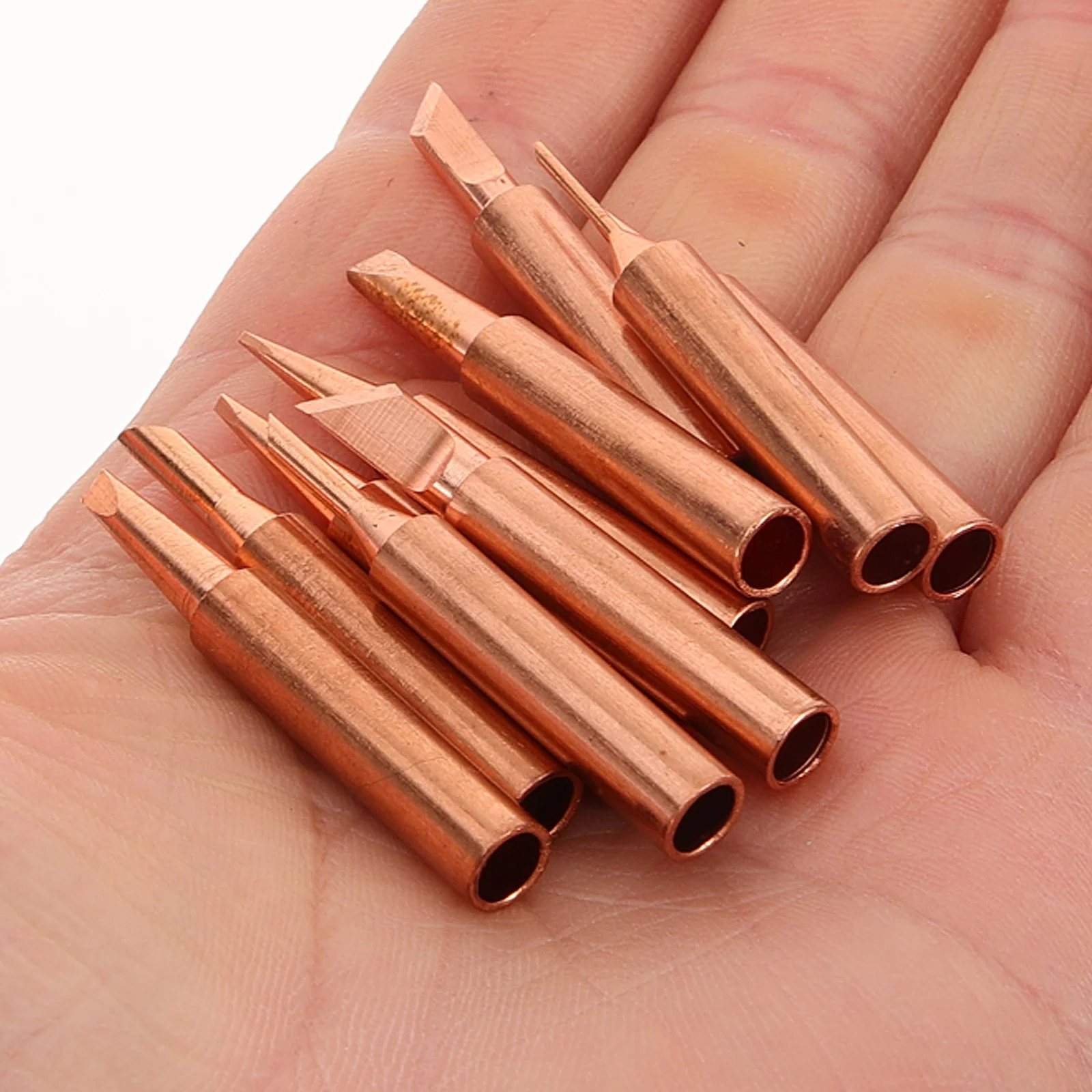 10Pcs Soldering Iron Tips Copper Material Lightweight Portable Replacement Welding Tips for Electronics Soldering Tool