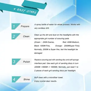 Kit de restauração do farol do carro, discos de lixamento com suporte, esfregões, esponja de polimento de lã, almofadas de polimento, 41 pcs 8 principais vendas lixa polimento madeira - №3
