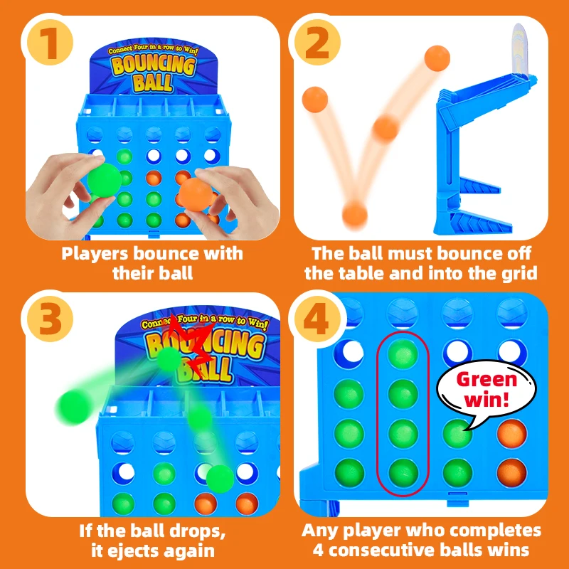 Children\'s Fun Four Ball Combo Three-Dimensional Gomoku Parent-Child Interactive Competitive Throwing And Jumping Table Game