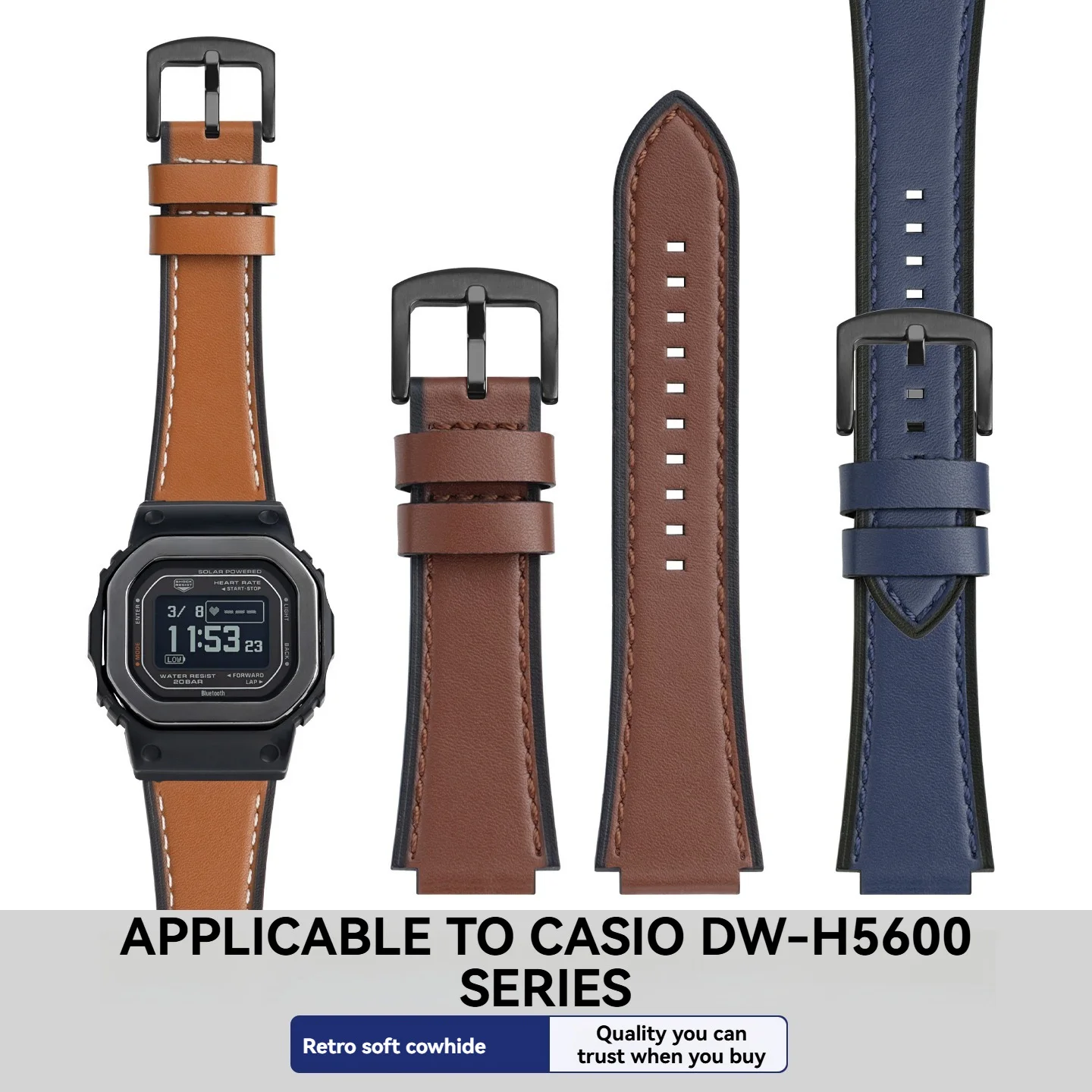 

Ремешок из натуральной кожи для часов Casio G-Shock Square 3516 DW-H5600MB, винтажный, ретро, сменный, издание Champion's Heart EditionM