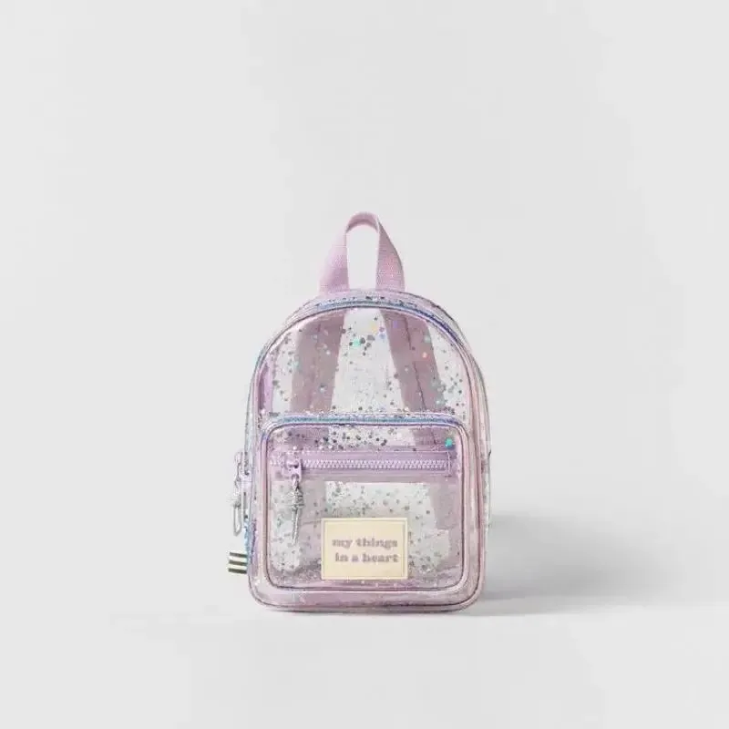 Purple Transparent Cute Children Schoolbag Backpack Fashion New Baby Girl Kindergarten Small Back Bag Two-shoulder Bag Trendy