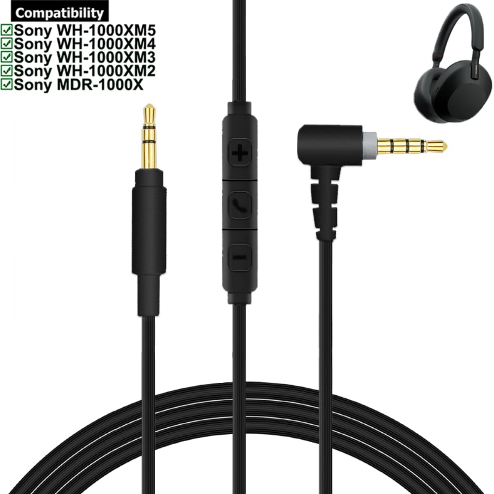 OFC Replacement Aux 3.5mm Cable Extension Cord Wire For Sony WH-1000XM5 WH-1000XM4 WH-1000XM3 WH-1000XM2 MDR-1000X Headphones