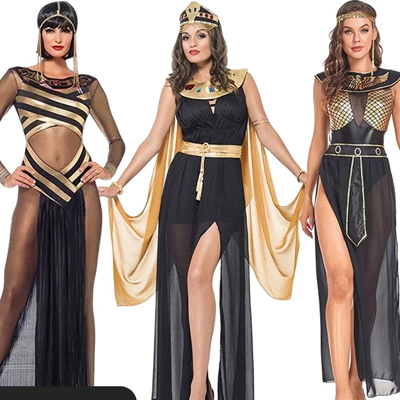 

Woman Halloween Costume Halloween Egyptian Cleopatra Costume Women Adult Egypt Queen Cosplay Costumes Sexy Golden Fancy Dress