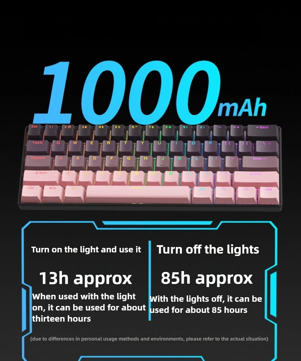 لوحة المفاتيح بلوتوث اللاسلكية لوحات المفاتيح الميكانيكية rgb Gamer teclado para tablet mecanico 60% ipad الخلفية لوحة مفاتيح USB صغيرة #3