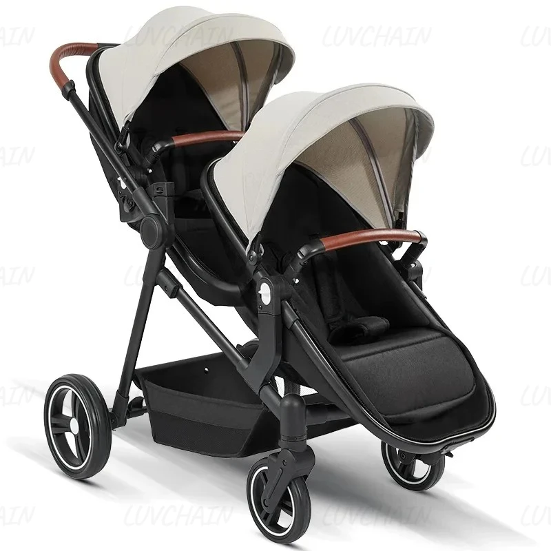 Tragbarer Zwillingskinderwagen, 2-in-1 Faltbarer Kinderwagen, Doppelkinderwagen, Leicht und Stoßdämpfend, EU-Lagerbestand