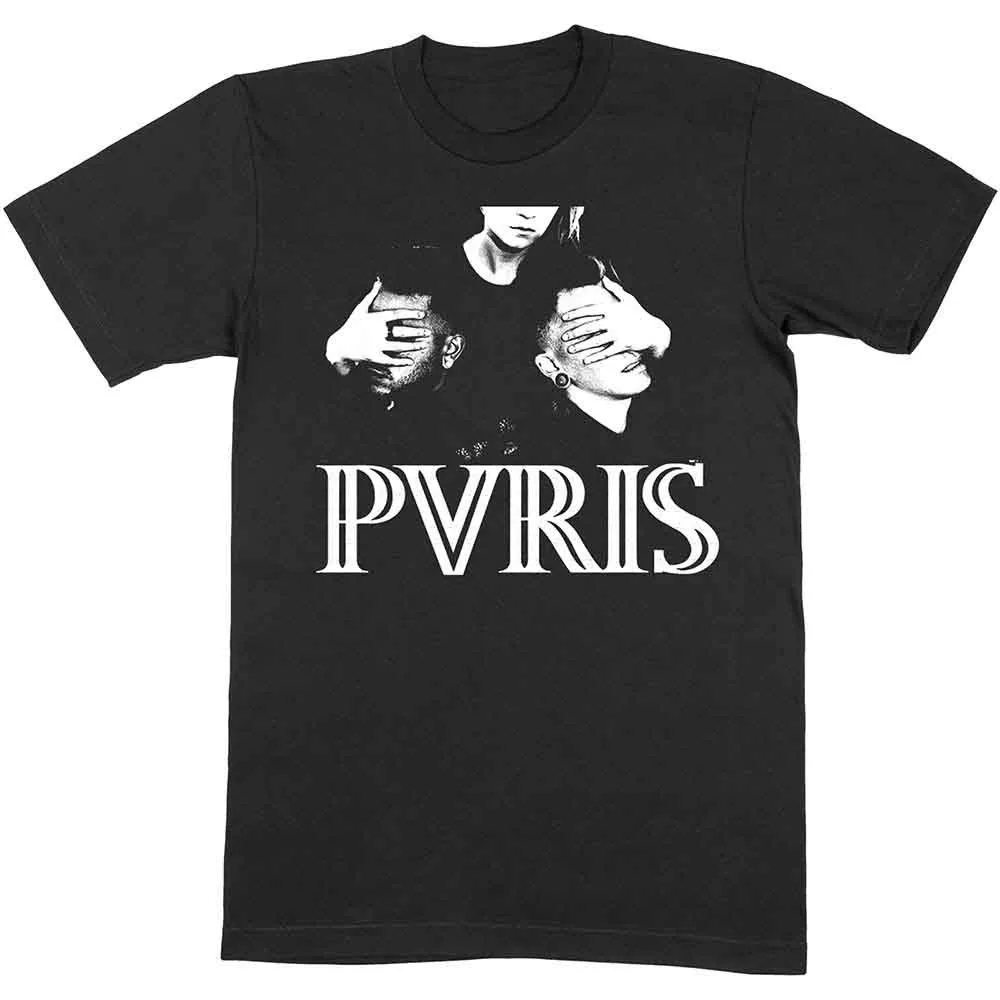 تي شيرت برسومات فرقة الروك PVRIS - تي شيرت قطني أسود للرجال والنساء مع طباعة فنية للموسيقى البديلة | ملابس الشارع المريحة لمحبي PVRIS #1