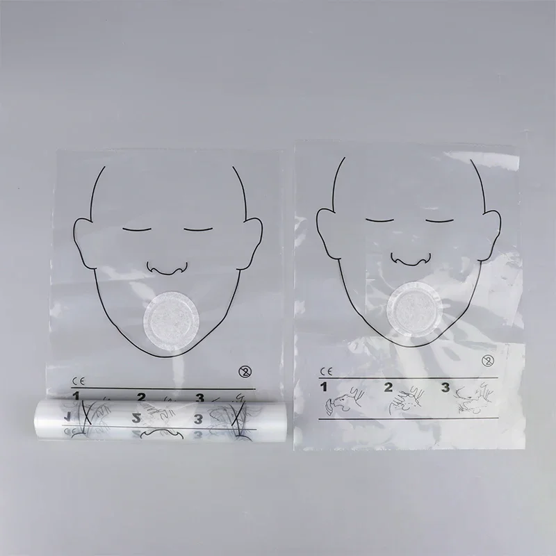 Kit de ayuda para el aprendizaje de RCP 5/30PCS; Mascarilla de reanimación desechable con rollo de protección facial portátil