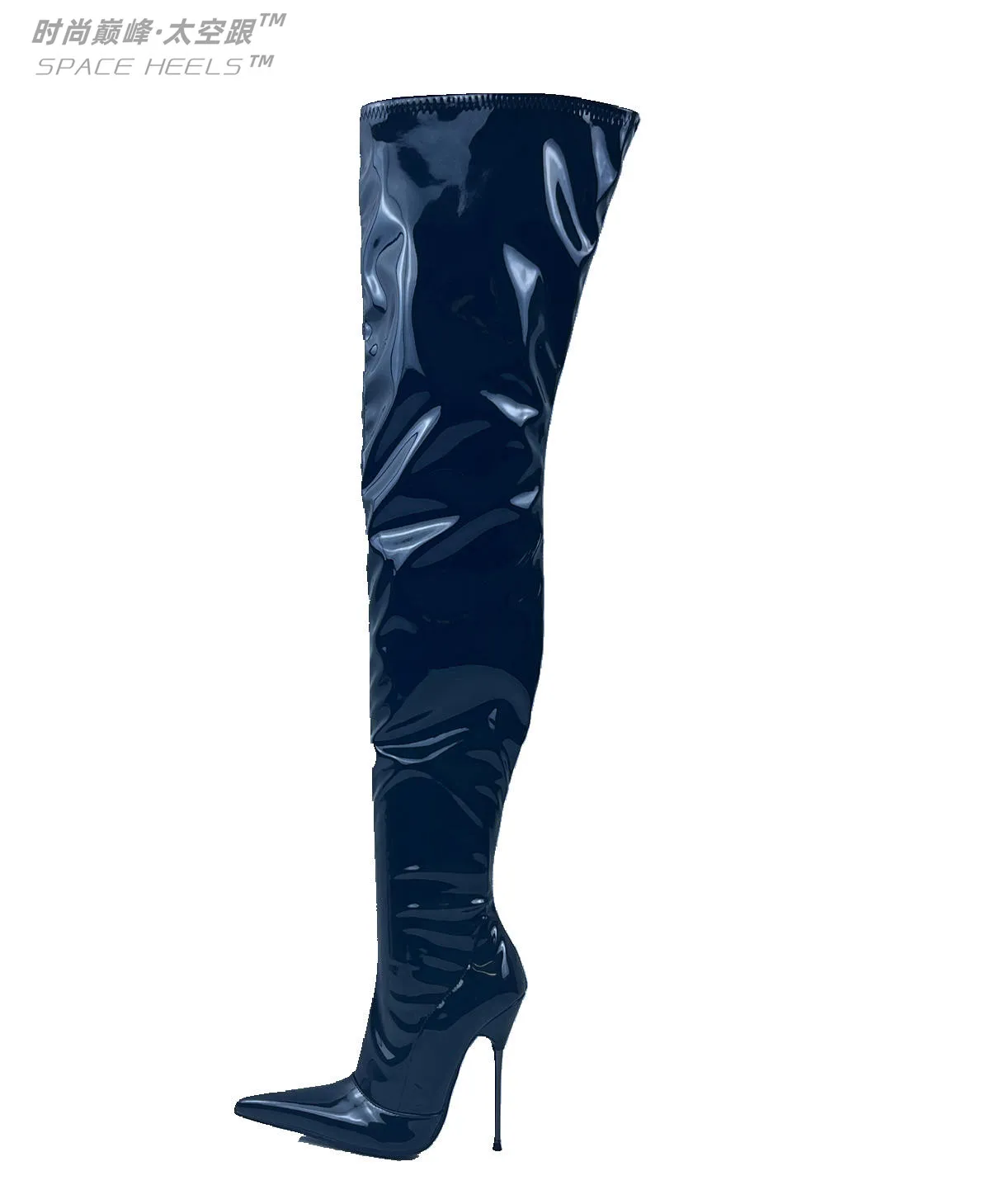 seekMate Space and Europe and America pointy patent leather ultra-high heel 73cm boots sexy customized stage pole danc