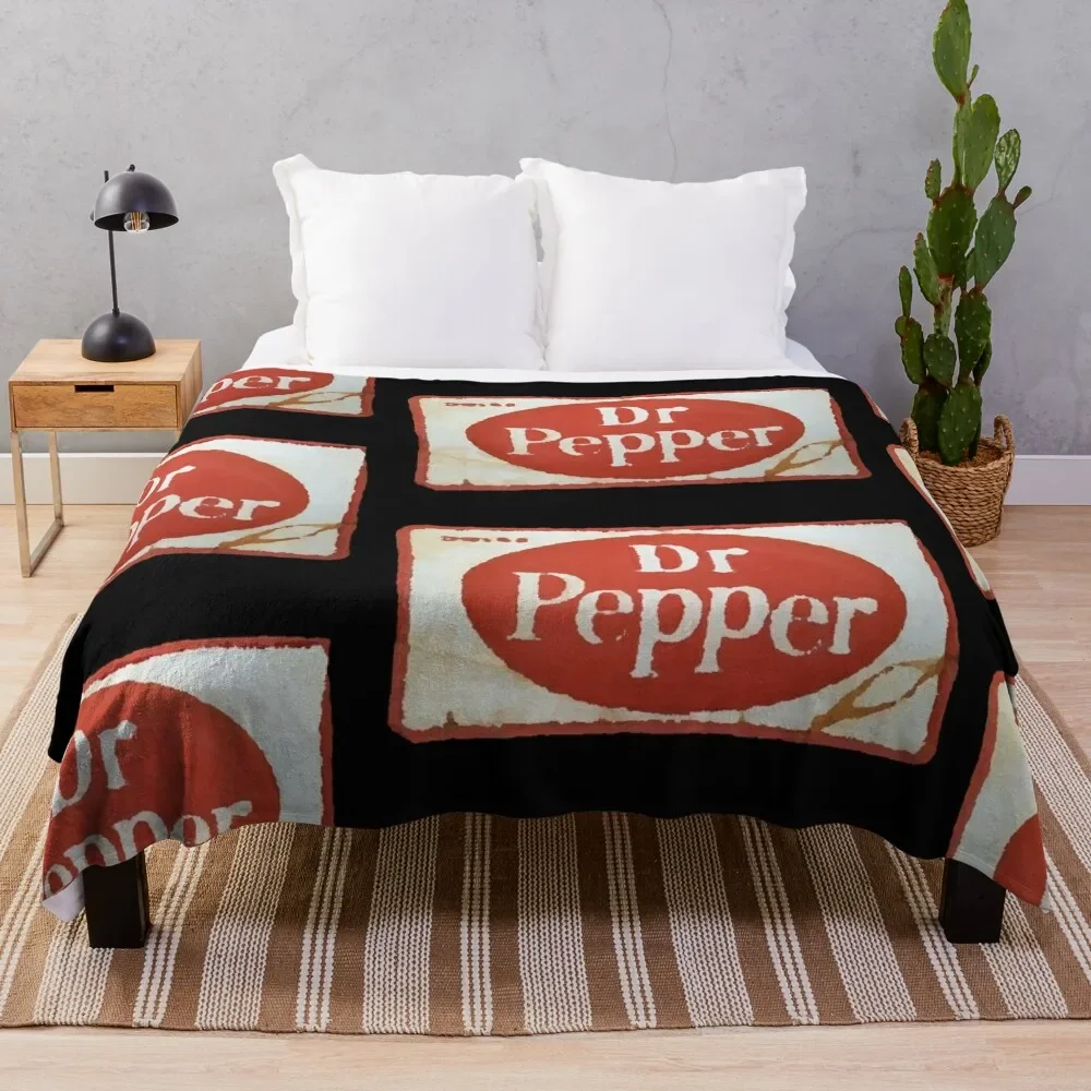 Vintage Rusty Dr. Pepper Soda Sign Throw Blanket Tourist Sofa Furry Blankets