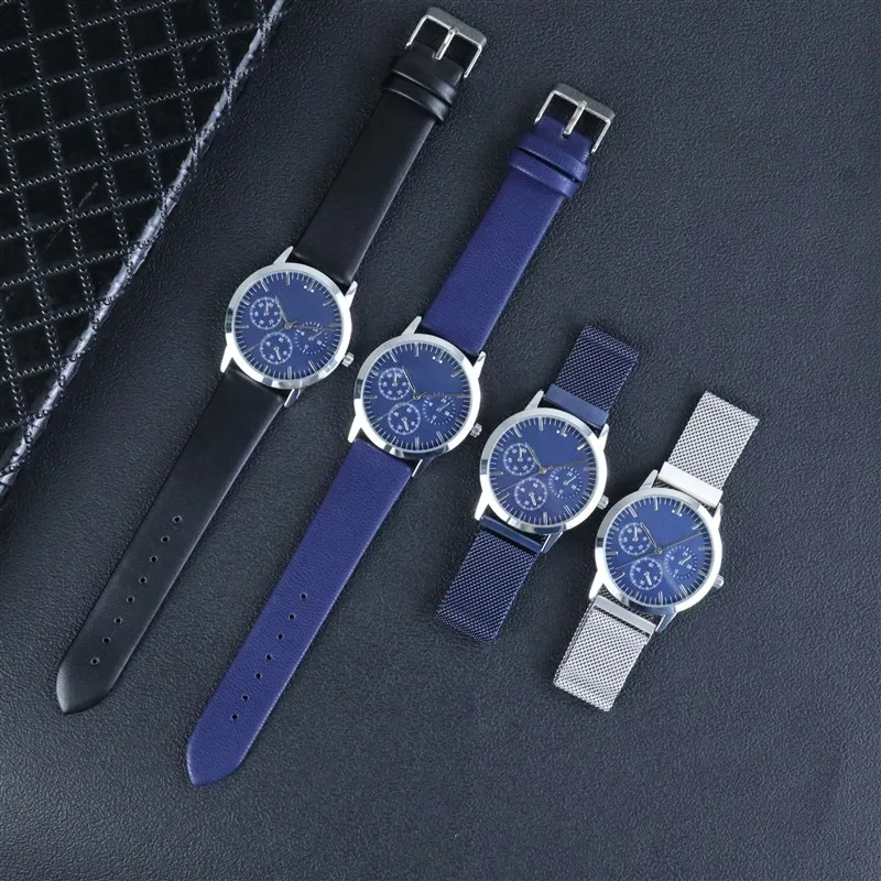 *New style* Men and Women Watch Stainless Steel Magnetic Mesh Strap Leather Band Business Watch Gift Unisex Wristwatch No Logo