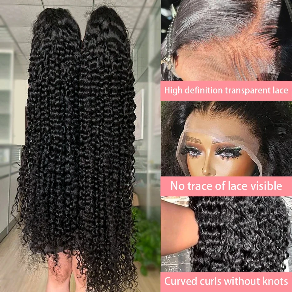 13x4 13x6 HD Transparent Deep Wave Lace Front Human Hair Wigs 12 To 32 inch Brazilian Remy Curly Human Hair Wigs 200 Density