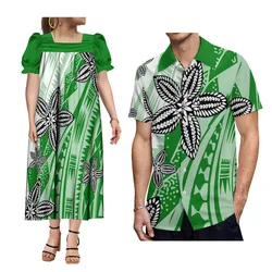 Micronesian Style Mumu Polynesian Clothing For Couple Woman Dress Sommer Man Shirt Short Sleeve Shirt For Couple Sexy