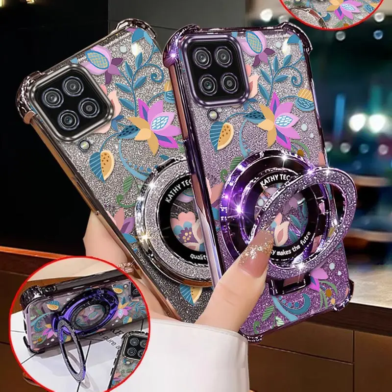 22 الزهور الملونة تصفيح سوار حامل جراب هاتف لسامسونج M13 A15 A04 F12 M12 A02S A13 A03S A12 A12S A12Nacho غطاء #2